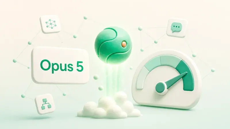 Ilustración 3D del lanzamiento de Claude Opus 5 de Anthropic en 2026: novedades, precios y escalera de esfuerzo