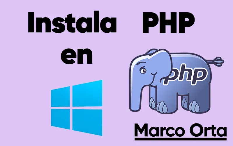 Logo de PHP sobre el menú de inicio de Windows con varias opciones de instalación