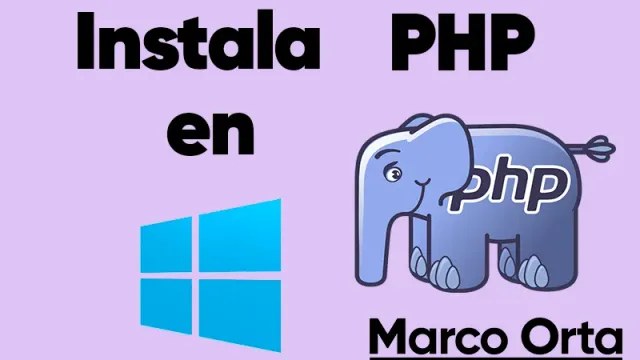 Logo de PHP sobre el menú de inicio de Windows con varias opciones de instalación