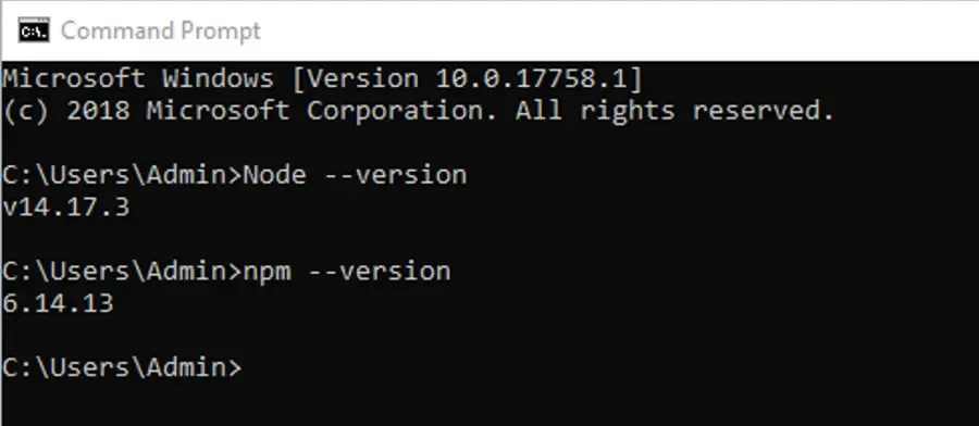 Verificación de la instalación de Node.js
