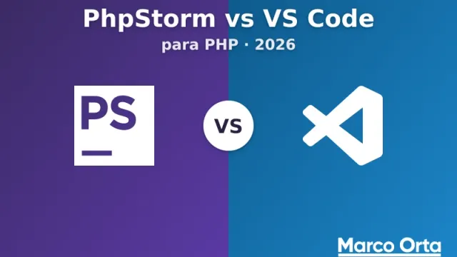 Logos de PhpStorm y Visual Studio Code enfrentados para comparar cuál es mejor para PHP