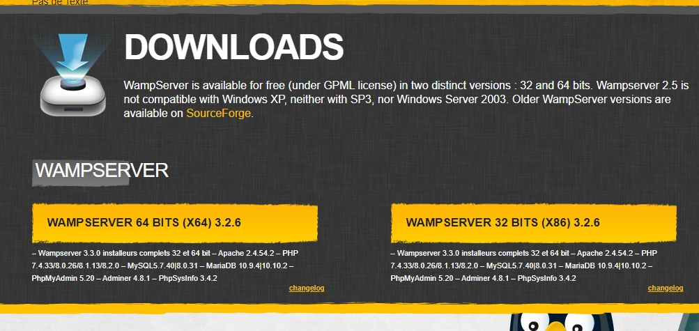 Página Oficial de Instalación WAMP Server