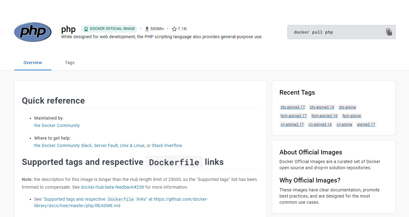 Página Oficial de Instalación de PHP en Docker