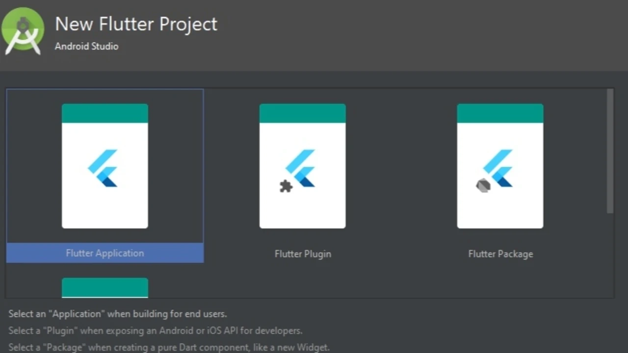 Ejemplo de un nuevo proyecto de Flutter en Android Studio